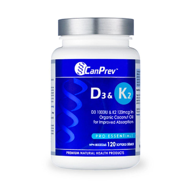 Canprev - D3 & K2 - Organic Coconut Oil, 120 softgels - Limolin 