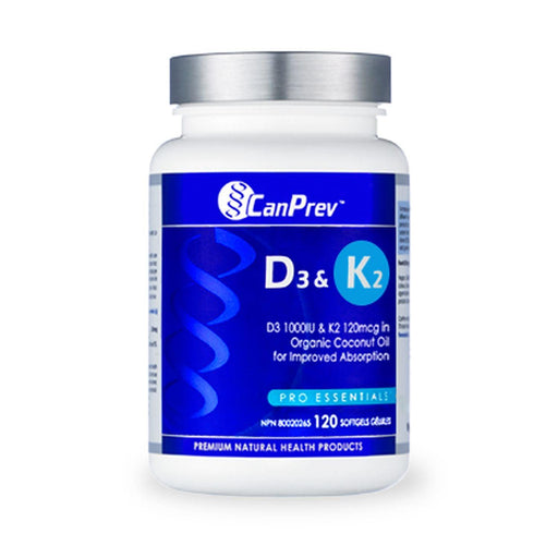 Canprev - D3 & K2 - Organic Coconut Oil, 120 softgels - Limolin 