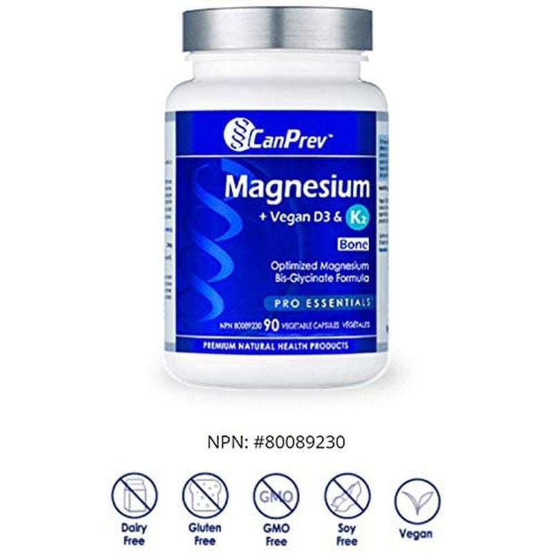 Canprev - Magnesium + Vegan D3 & K2, 90 v-caps - Limolin 