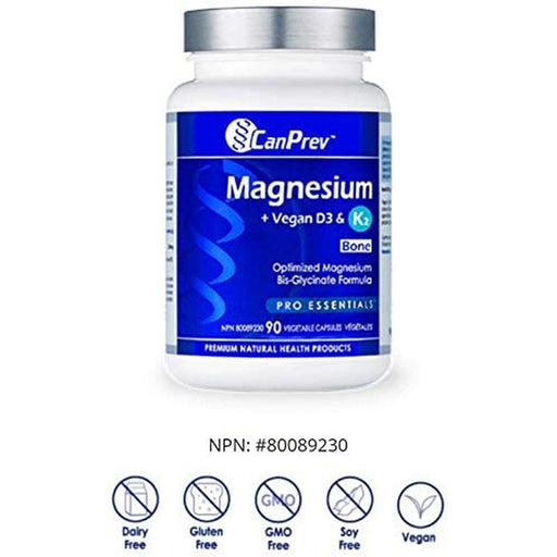 Canprev - Magnesium + Vegan D3 & K2, 90 v-caps - Limolin 