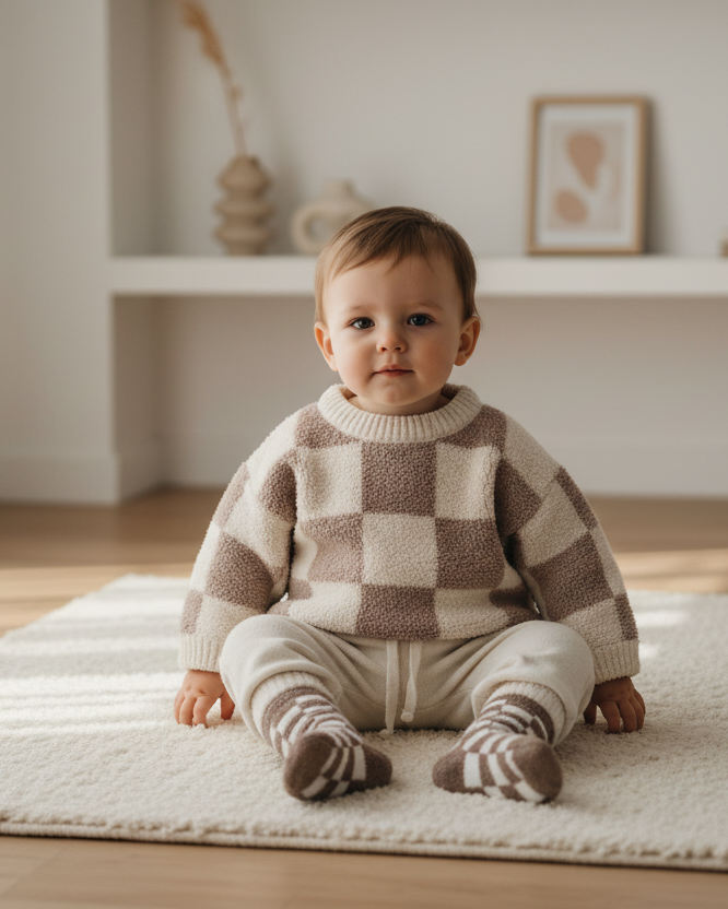 Boxy Sweater • Checkers Fuzzy