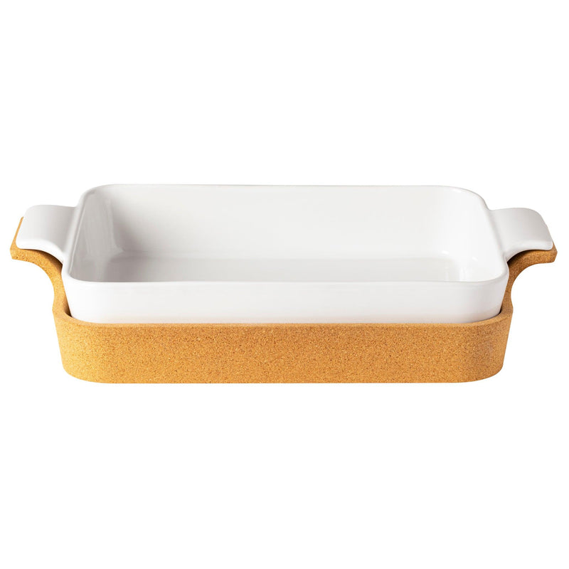 Casafina - Ensemble white rect baker w/cork tray 39 - Limolin 