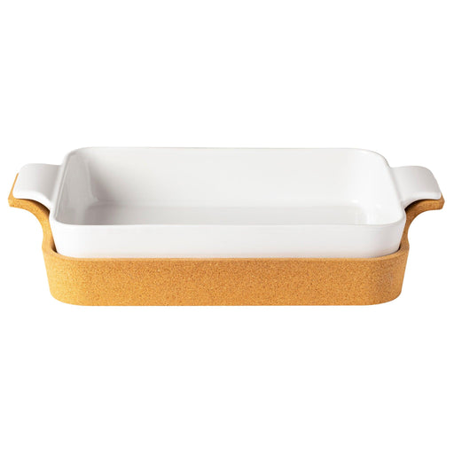 Casafina - Ensemble white rect baker w/cork tray 39 - Limolin 