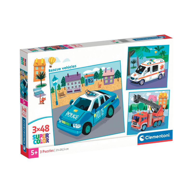 Clementoni - Rescue Vehicles (3x48 Pieces) - Limolin 