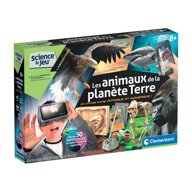 Clementoni - SCIENCE & JEU: LES ANIMAUX DE LA PLANÈTE TERRE - RÉALITÉ VIRTUELLE - Limolin 
