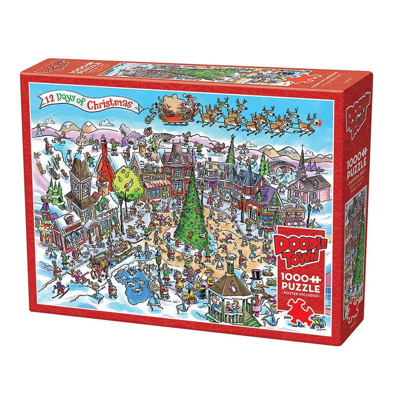 Cobble Hill - Doodletown - 12 Days of Christmas (1000-Piece Puzzle) - Limolin 