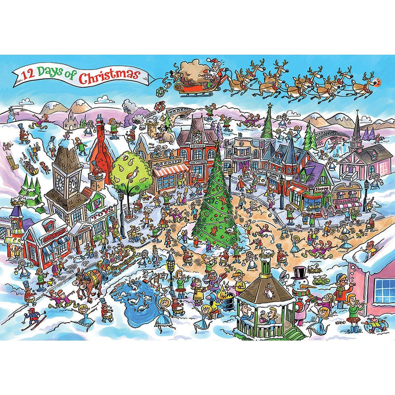 Cobble Hill - Doodletown - 12 Days of Christmas (1000-Piece Puzzle) - Limolin 