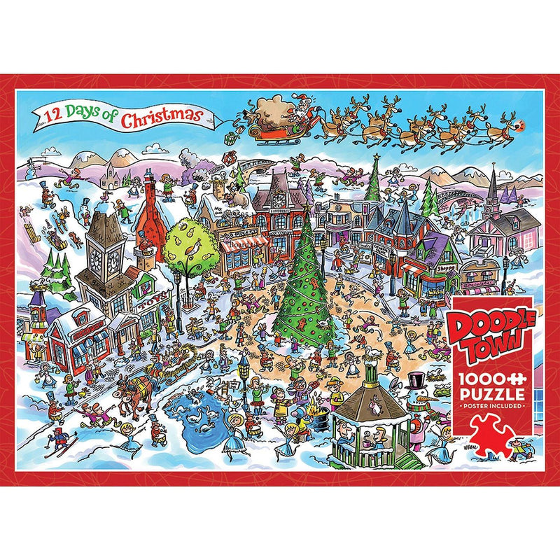 Cobble Hill - Doodletown - 12 Days of Christmas (1000-Piece Puzzle) - Limolin 