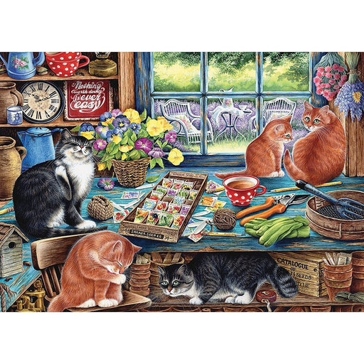 Cobble Hill - Garden Shed Cats (35-Piece Puzzle Tray) - Limolin 