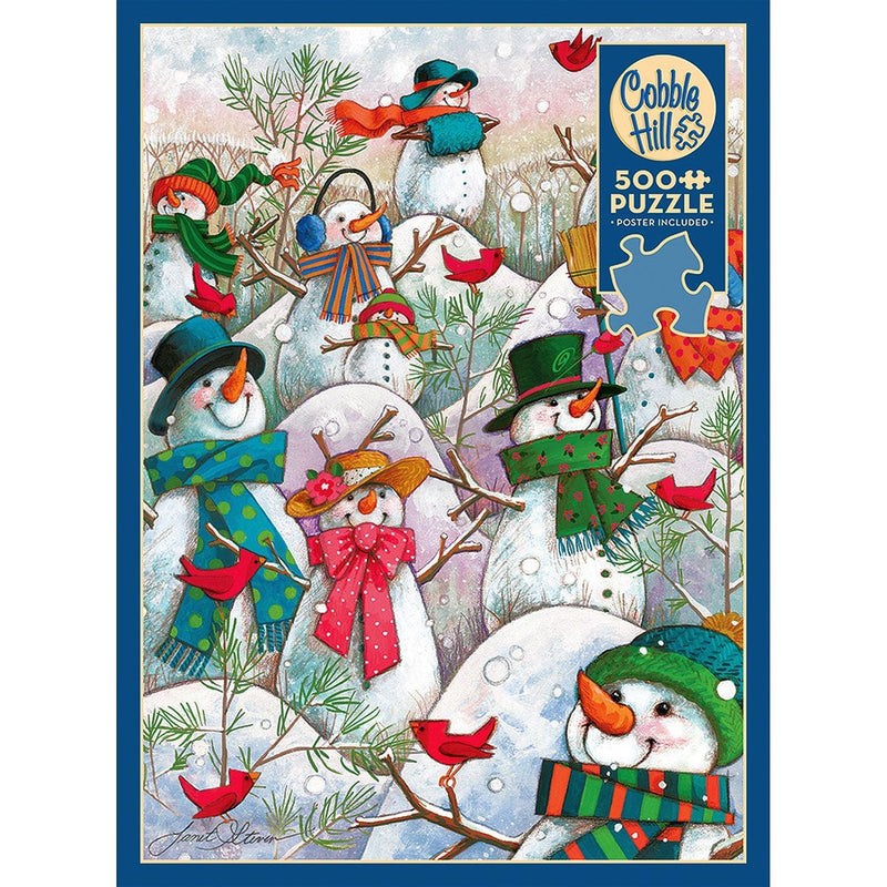 Cobble Hill - Hill of A Lot of Snowmen (500-Piece Puzzle) - Limolin 