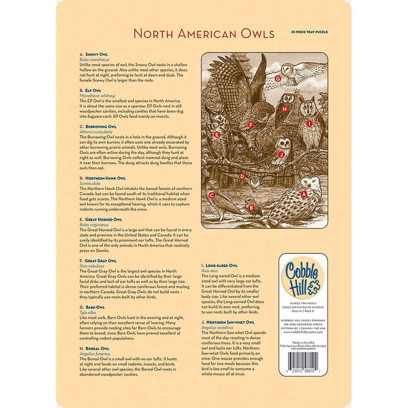 Cobble Hill - North American Owls (35-Piece Puzzle Tray) - Limolin 