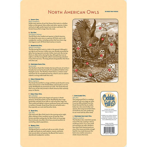 Cobble Hill - North American Owls (35-Piece Puzzle Tray) - Limolin 