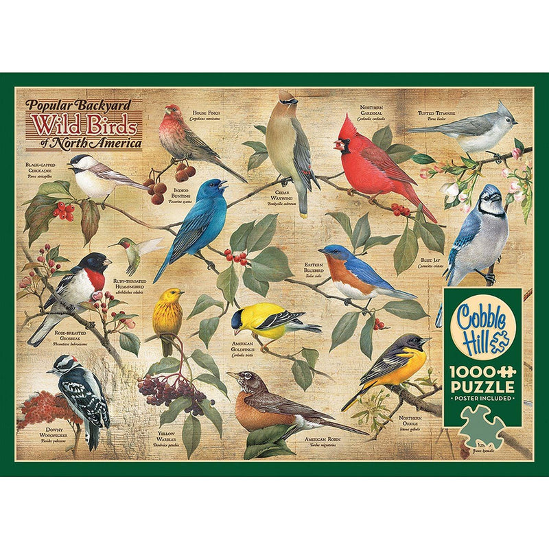 Cobble Hill - Popular Backyard Wild Birds of NA (1000-Piece Puzzle) - Limolin 