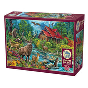 Cobble Hill - Red - Roofed Cabin (2000-Piece Puzzle) - Limolin 