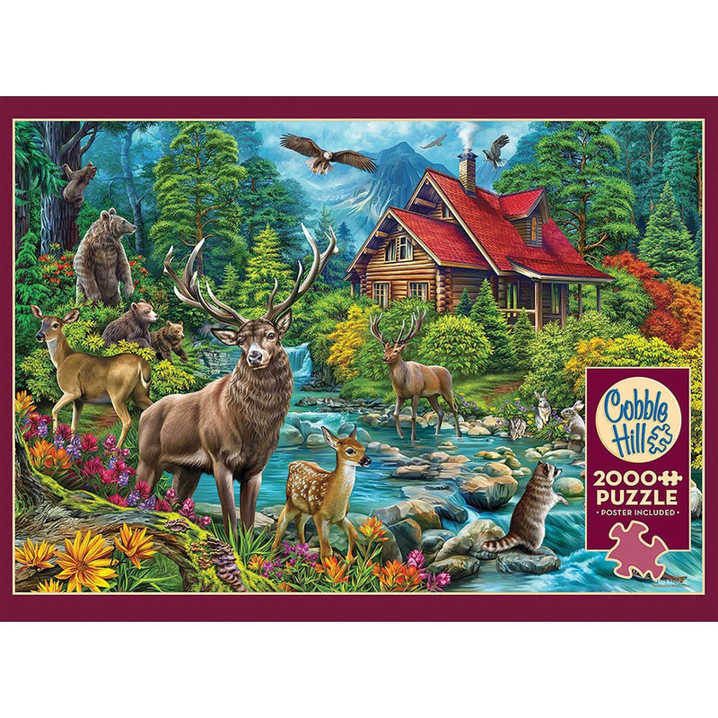Cobble Hill - Red - Roofed Cabin (2000-Piece Puzzle) - Limolin 
