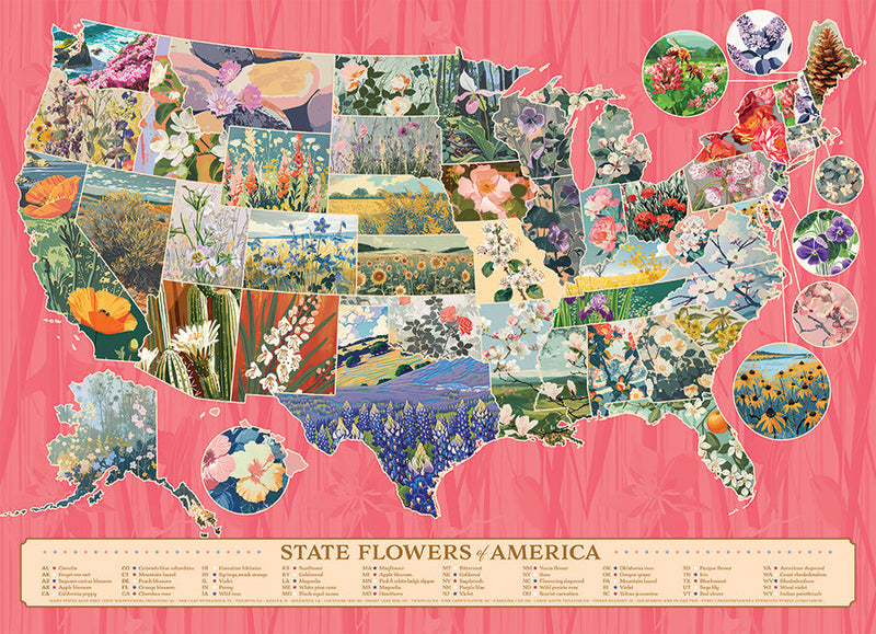 Cobble Hill - State Flowers of America (1000-Piece Puzzle) - Limolin 