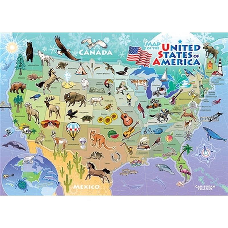 Cobble Hill - USA Map (35-Piece Puzzle Tray) - Limolin 
