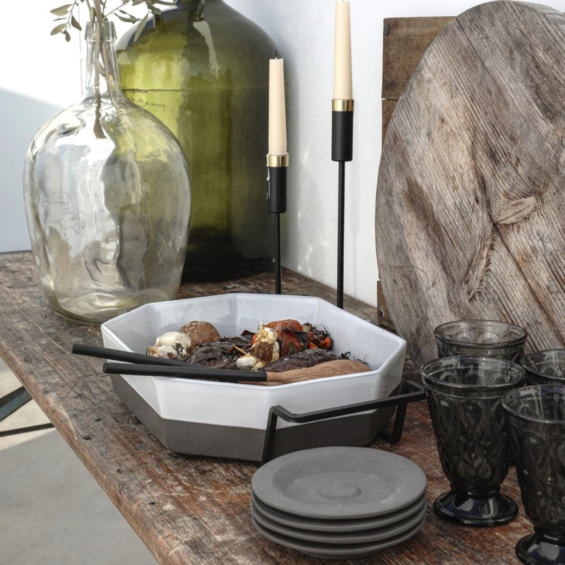 Costa Nova - Plano White Oct. baker w/ metallic holder - Limolin 