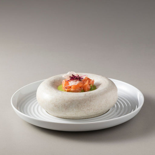 Costa Nova - Resonance White Porcelain Deep Round Ripple Plate - Limolin 