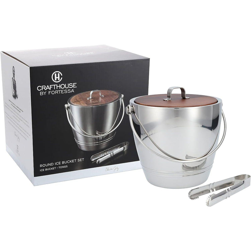 Crafthouse - Stainless Steel Round Ice Bucket With Tongs - Limolin 