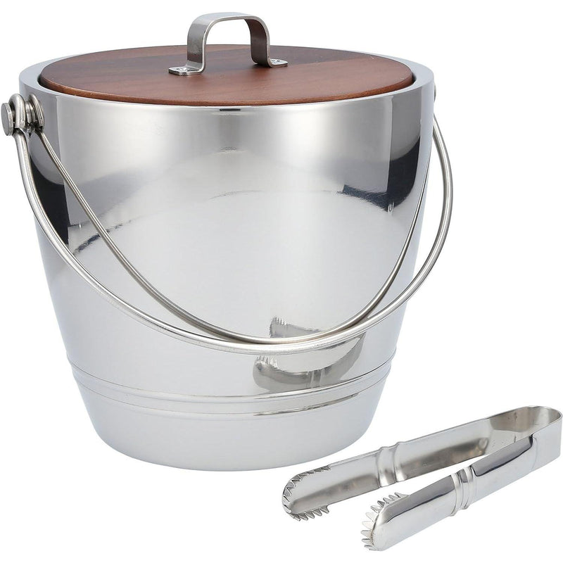 Crafthouse - Stainless Steel Round Ice Bucket With Tongs - Limolin 