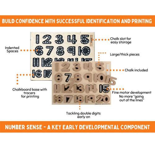 Creative Beginning - NUMBER PUZZLE - CHALKBOARD BASE WITH TRACERS - Limolin 