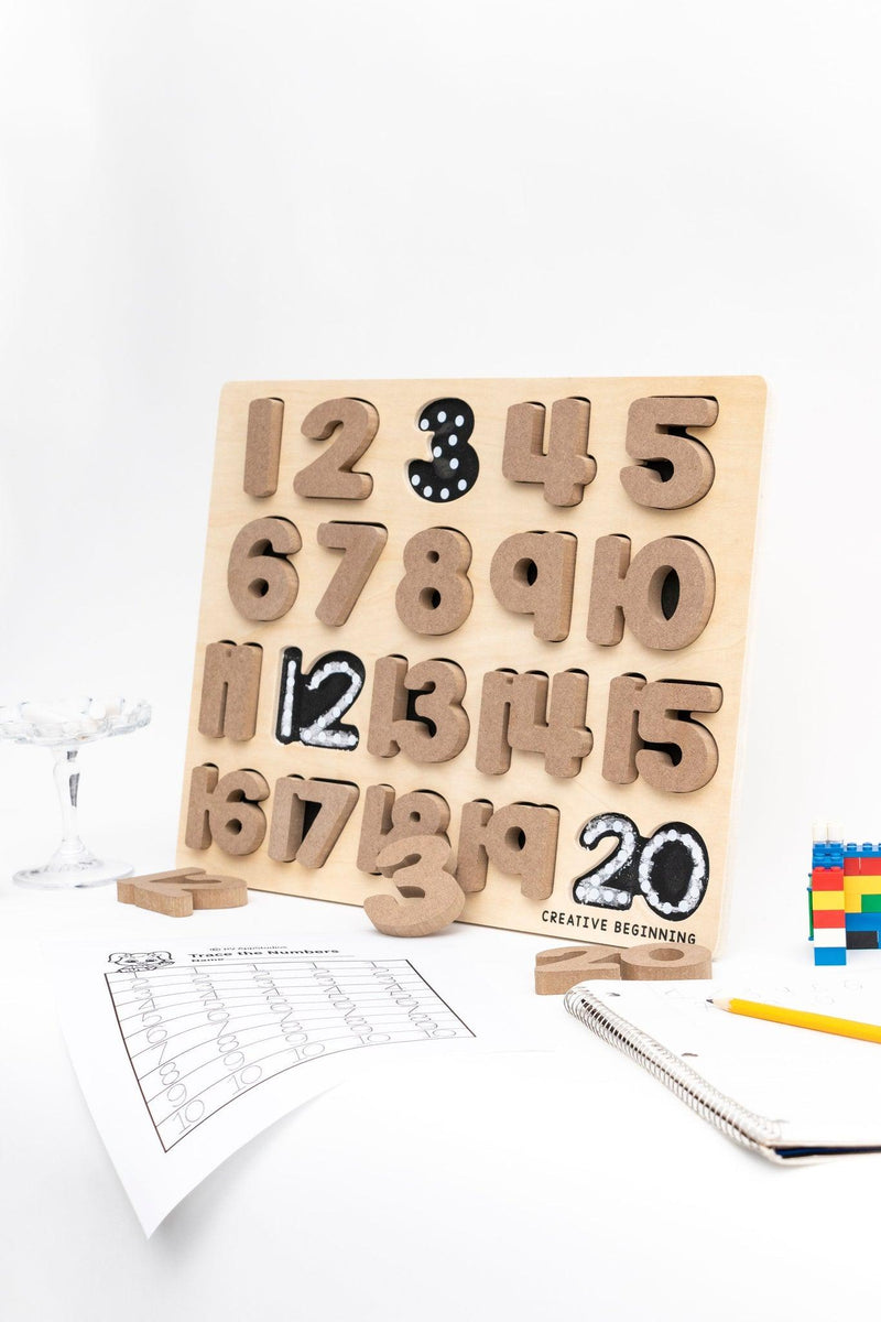 Creative Beginning - NUMBER PUZZLE - CHALKBOARD BASE WITH TRACERS - Limolin 