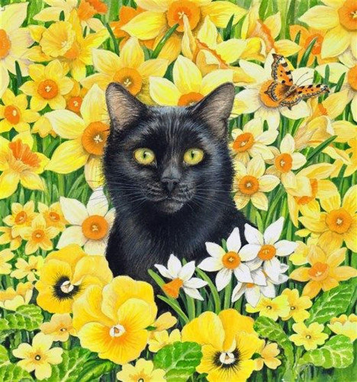 Crystal Art - CA Card - Cat Among the Flowers - Limolin 