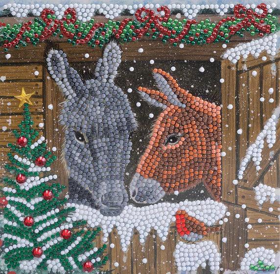 Crystal Art - CA Card Kit: Winter Donkeys - Limolin 