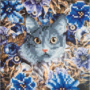Crystal Art - Card - Cat and Flowers - Limolin 