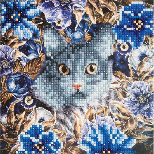 Crystal Art - Card - Cat and Flowers - Limolin 