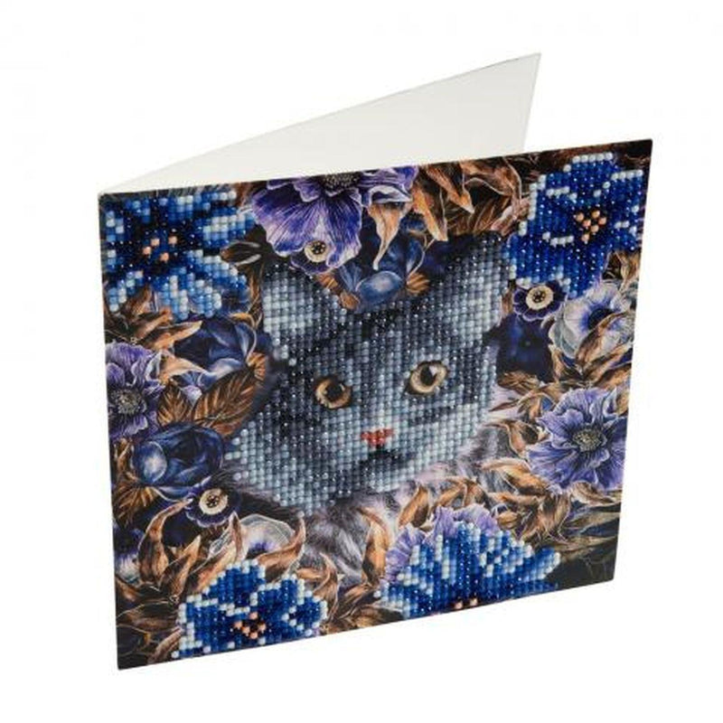 Crystal Art - Card - Cat and Flowers - Limolin 