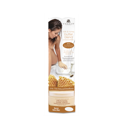 Cuccio - Présentoir Lait & Miel Buerres/Milk & Honey Butter Display (6 X 8Oz) - Limolin 