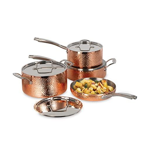 Cuisinart - Hand Hammered Five-Ply Copper Cookware Set- 8 piece - Limolin 