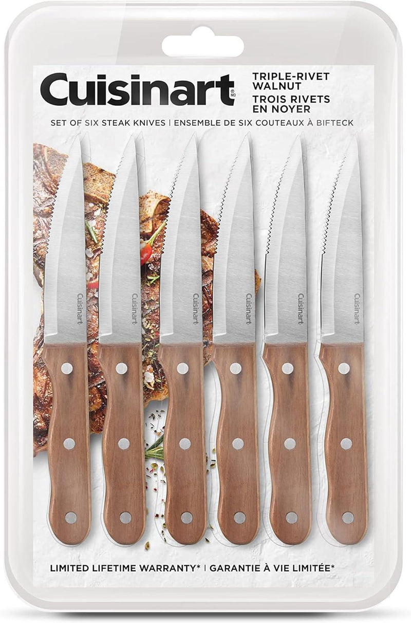Cuisinart - Triple Rivet Walnut Steak Knife Set (6pc) - Limolin 