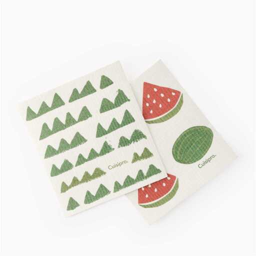 Cuisipro - All Purpose Eco-Cloth, SM 20x17cm Grn Triangle/Watermelon 2pk - Limolin 