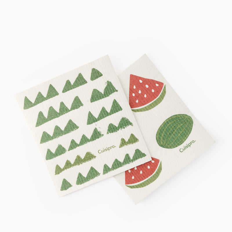 Cuisipro - All Purpose Eco-Cloth, SM 20x17cm Grn Triangle/Watermelon 2pk - Limolin 
