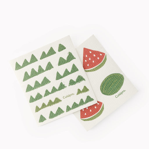 Cuisipro - All Purpose Eco-Cloth, SM 20x17cm Grn Triangle/Watermelon 2pk - Limolin 