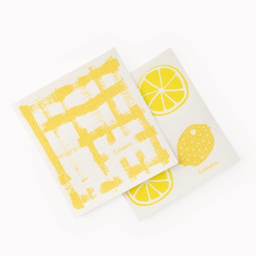 Cuisipro - All Purpose Eco-Cloth, SM 20x17cm Yellow Stripe/Lemon 2pk - Limolin 