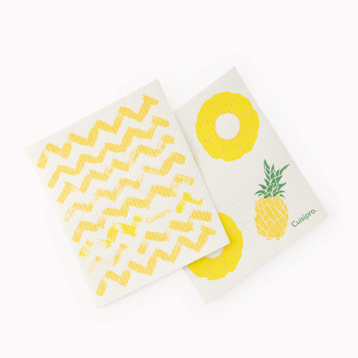 Cuisipro - All Purpose Eco-Cloth, SM 20x17cm Yellow ZigZag/Pineapple 2pk - Limolin 