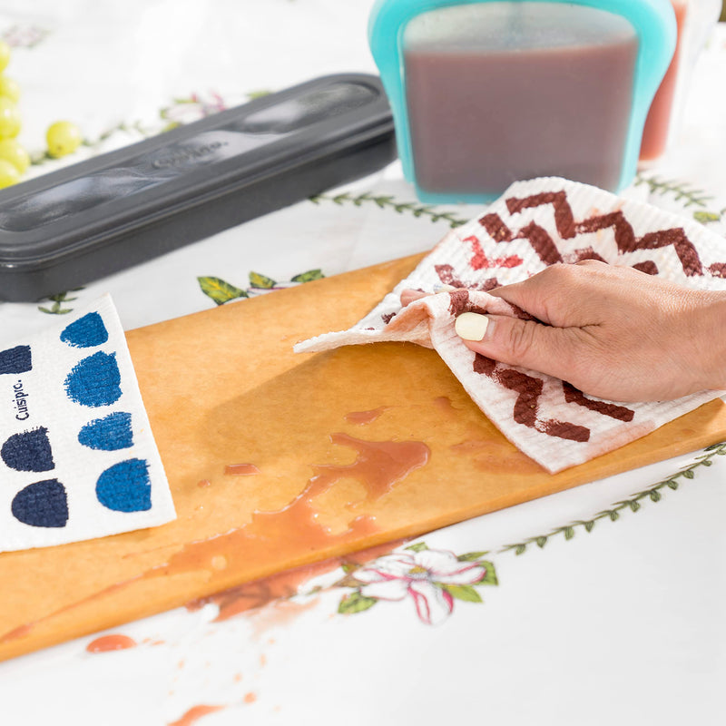 Cuisipro - All Purpose Eco-Cloth, SM 20x17x0.2cm Red ZigZag/Apple 2pk - Limolin 