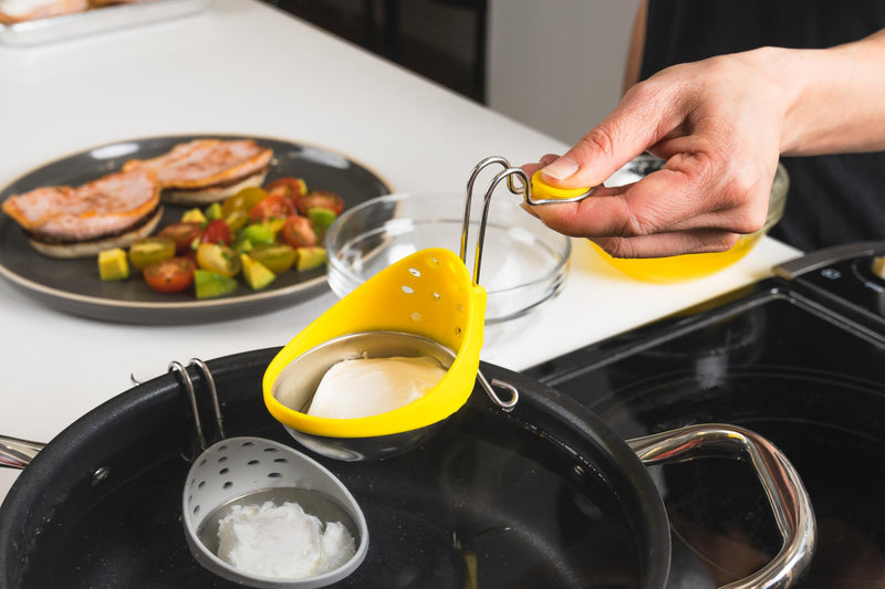 Cuisipro - Egg Poacher SS 2pc 3.8x5.5x2.7"/10x14x7cm Yellow/White - Limolin 