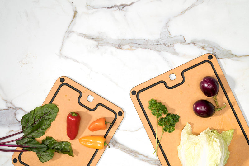 Cuisipro - Fibre Wood Boards 2pc w/Silicone Feet Natural/Slate - Limolin 