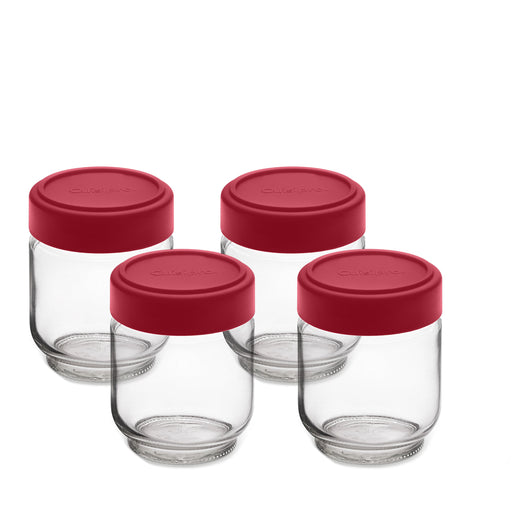 Cuisipro - Leak-Proof Glass Jars 4pc/Set 5.25"/13.3cm160ml/5.4oz Red - Limolin 