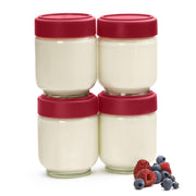 Cuisipro - Leak-Proof Glass Jars 4pc/Set 5.25"/13.3cm160ml/5.4oz Red - Limolin 