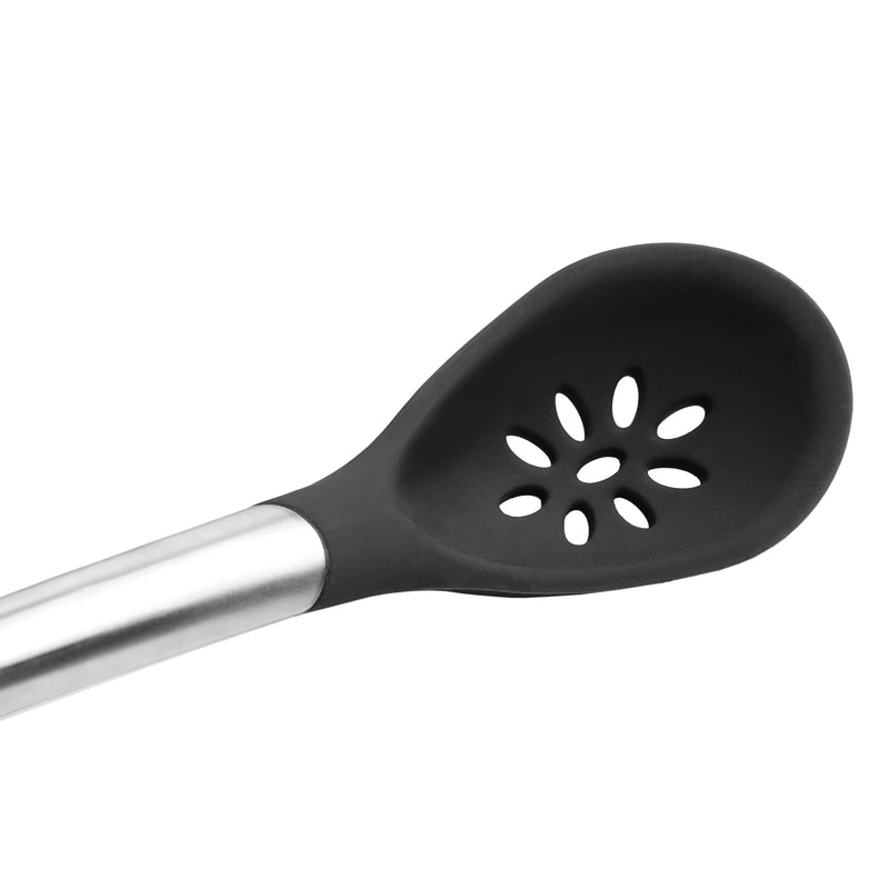 Cuisipro - Silicone Slotted Spoon 12"/30.5cm Black (LFGB Silicone) - Limolin 
