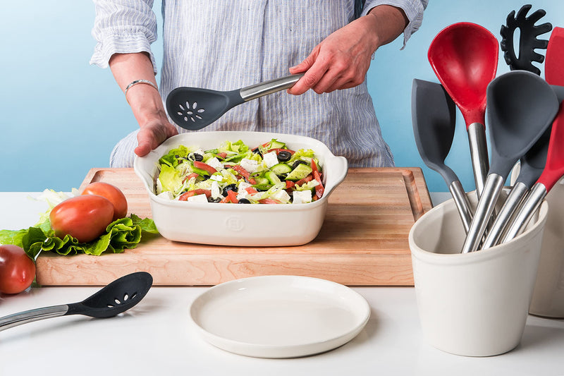 Cuisipro - Silicone Slotted Spoon 12"/30.5cm Black (LFGB Silicone) - Limolin 