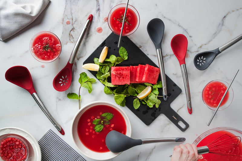 Cuisipro - Silicone Slotted Spoon 12"/30.5cm Red (LFGB Silicone) - Limolin 