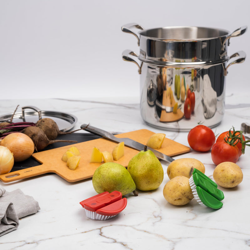 Cuisipro - Vegetable Cleaning Brush 2 Pack 3.5"/8.6cm (1 Soft/1 Hard) - Limolin 