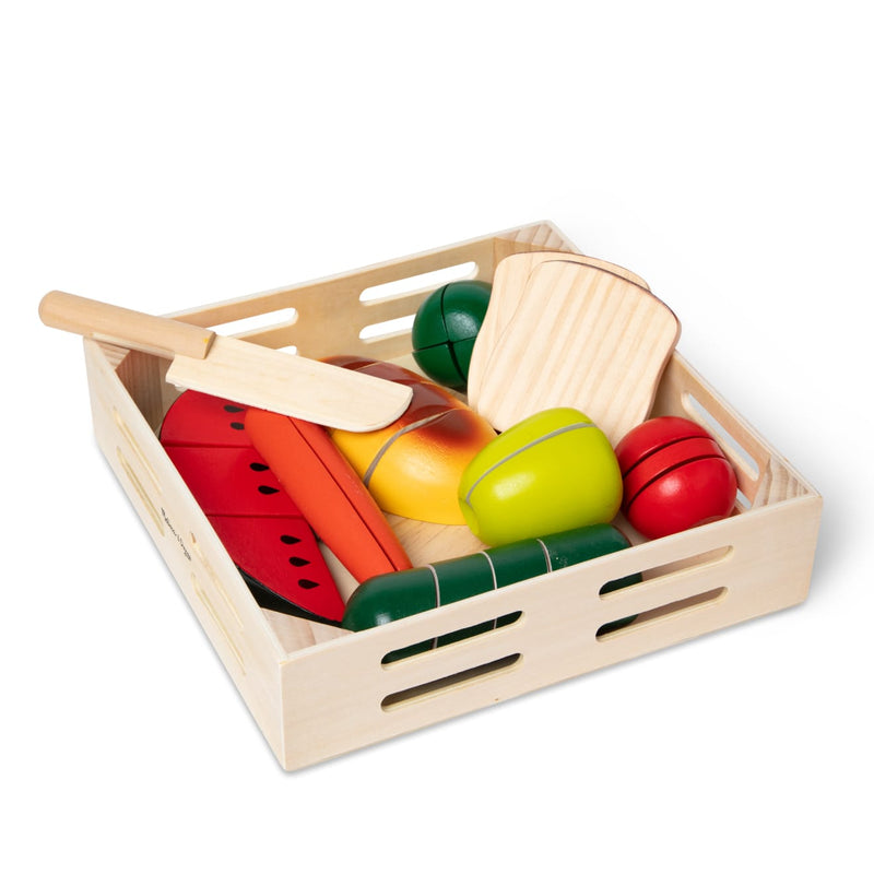 Melissa & Doug - Cutting Food - Wooden Play Food - wooden food, tray and knife